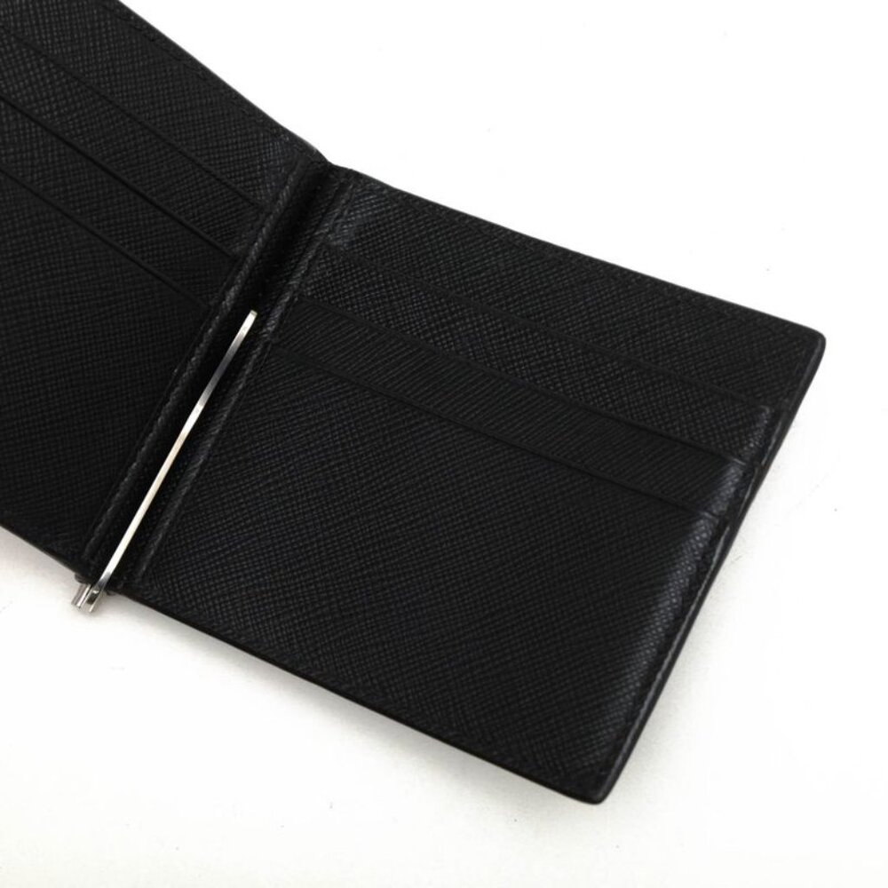 Prada Wallet Men Wallet Leather Black 2 Mn077 Saffiano Bicolo Money Clip - Picture 5 of 7